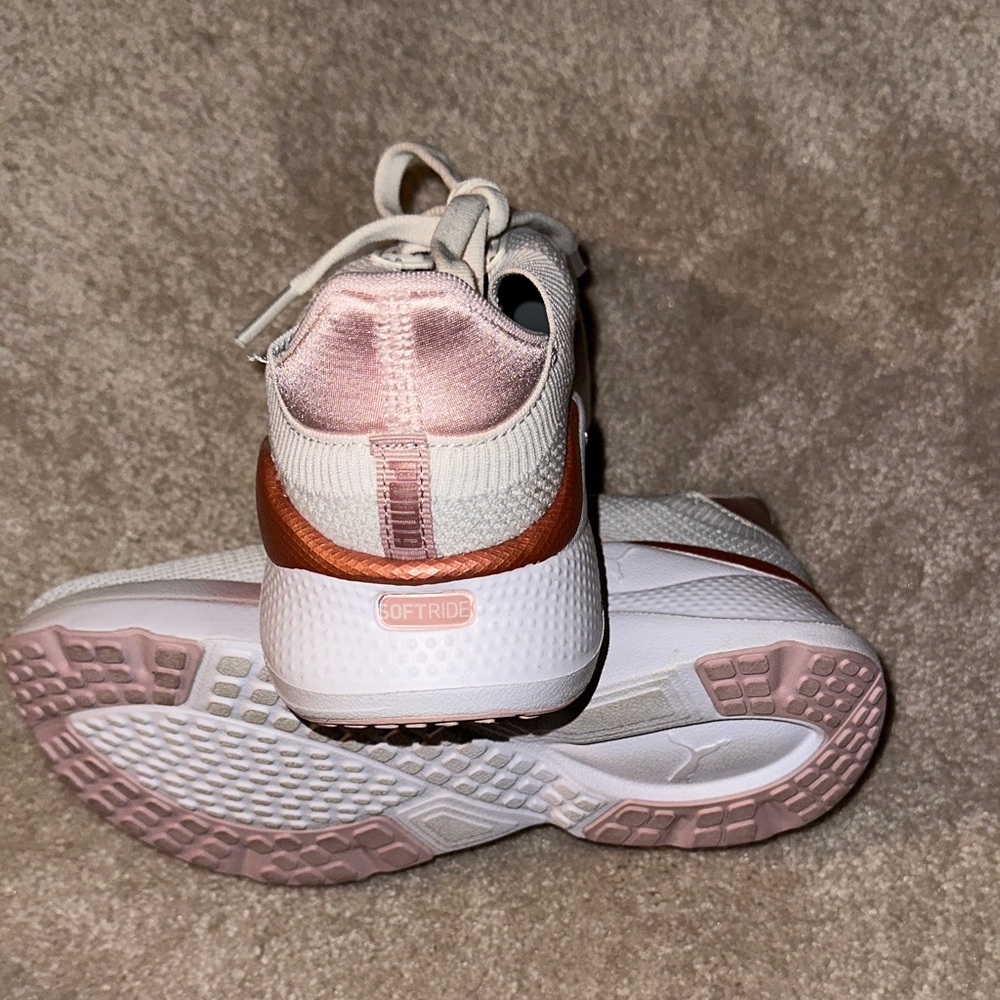 Puma Women's SoftRide Mayve White & Blush Athletic Sneakers